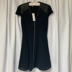 NWT Leather trim fit-and-flare dress | size 4